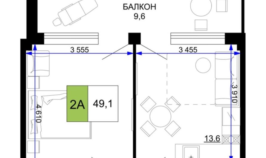 Продам 2-комнатные апартаменты от застройщика, 49.1 м², Анапа, проезд Сосновый, Литер                                                     1