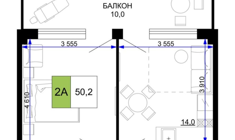 Продам 2-комнатные апартаменты от застройщика, 50.2 м², Анапа, проезд Сосновый, Литер                                                     1