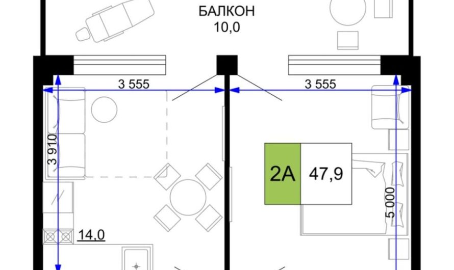 Продаются 2-комнатные апартаменты от застройщика, 47.9 м², Анапа, проезд Сосновый, Литер                                                     1