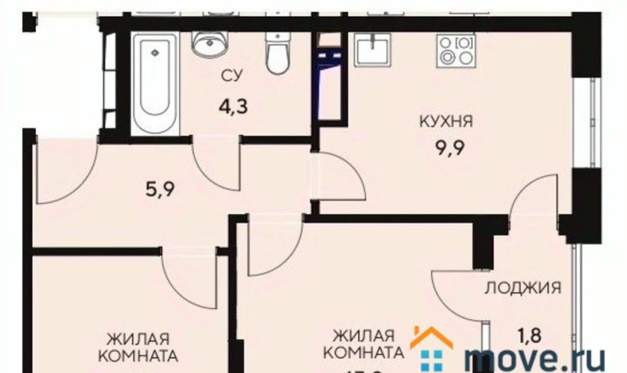 Продам 2-комнатную квартиру от застройщика, 49.8 м², Анапа, Анапское шоссе,                                                     18к2