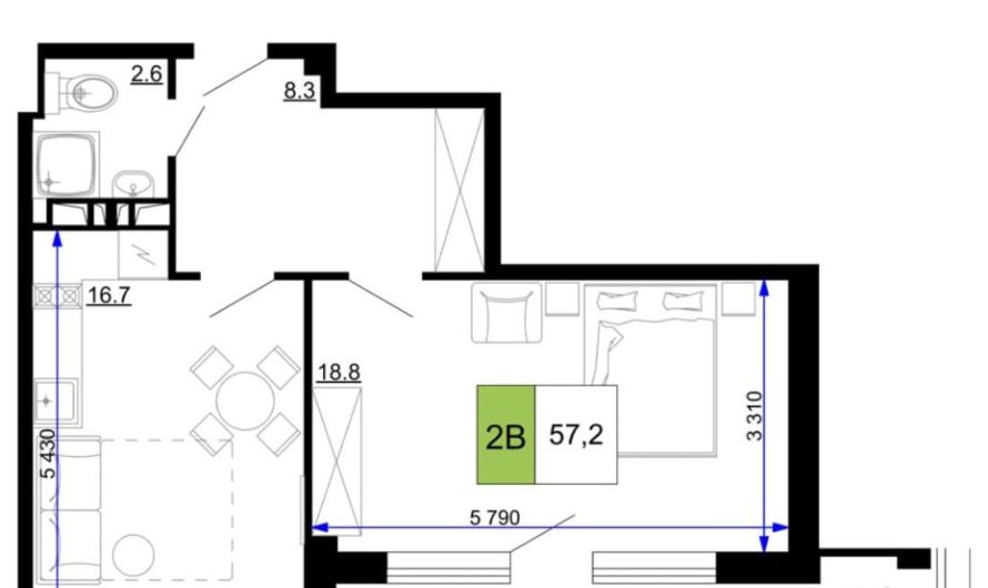 Продам 2-комнатные апартаменты от застройщика, 57.2 м², Анапа, проезд Сосновый, Литер                                                     1