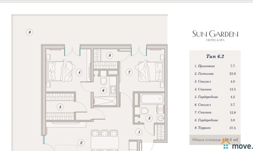 Продажа 3-комнатных апартаментов от застройщика, 110.3 м², Анапа, Дом                                                     1