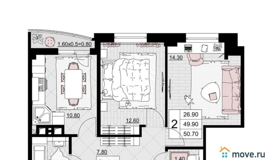 Продаем 2-комнатную квартиру от застройщика, 50.7 м², Анапа, проезд Межсанаторный,                                                     20К