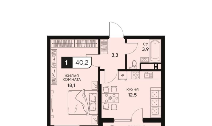 Продажа 1-комнатной квартиры от застройщика, 40.2 м², Анапа, Анапское шоссе,                                                     18к2