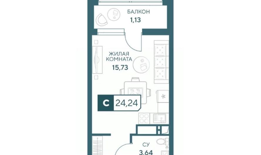 Продажа студии от застройщика, 24.24 м², Анапа, Корпус                                                     3.2