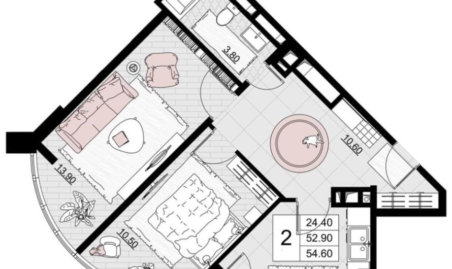 Продаю 2-комнатную квартиру от застройщика, 54.6 м², Анапа, Литер                                                     6