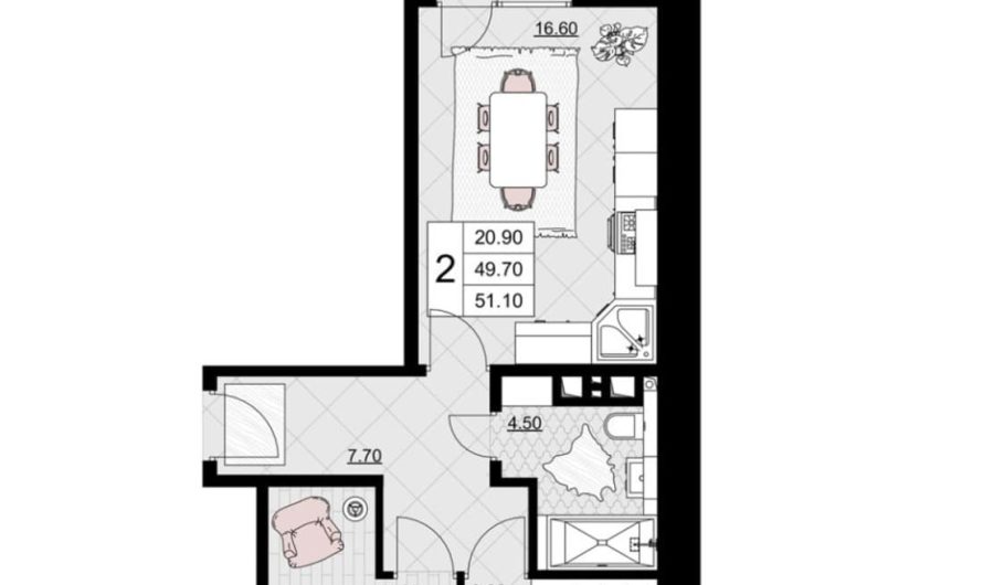 Продам 2-комнатную квартиру от застройщика, 51.1 м², Анапа, Литер                                                     4