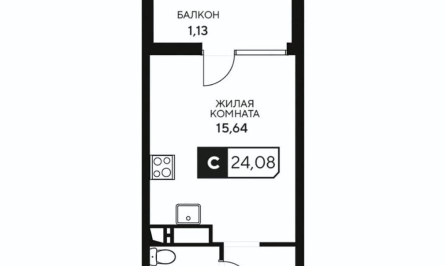 Продаю студию от застройщика, 24.08 м², Анапа, Крестьянская улица,                                                     48