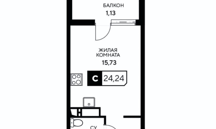 Продам студию от застройщика, 24.24 м², Анапа, Корпус                                                     3.3