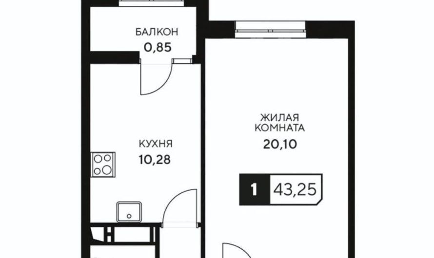 Продаю 1-комнатную квартиру от застройщика, 43.25 м², Анапа, Корпус                                                     2