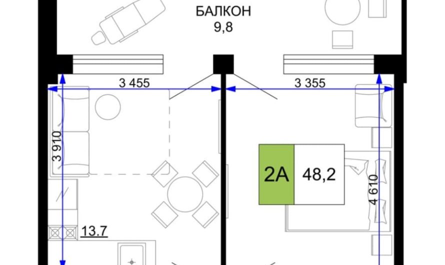 Продаю 2-комнатные апартаменты от застройщика, 48.2 м², Анапа, проезд Сосновый, Литер                                                     1