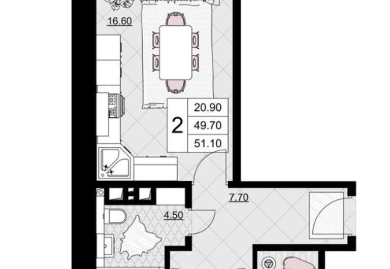 Продаем 2-комнатную квартиру от застройщика, 51.1 м², Анапа, Литер                                                     4